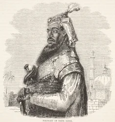 Portrét Nany Sahibové, ilustrace z Cassells Illustrated History of England