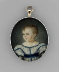 Portrét chlapce, cca 1820-30 (akvarel na slonovině, zlacení a skle)