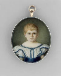 Portrét chlapce, cca 1820-30 (akvarel na slonovině, zlacení a skle)