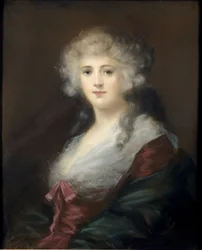 Portrét dámy, která je považována za Georgianu Spencer (1757-1806), vévodkyni z Devonshire