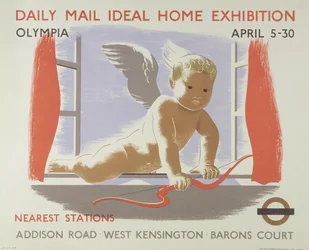 Plakát k výstavě Daily Mail Ideal Home v Kensington Olympia, Londýn, 1938 (barevné lito)