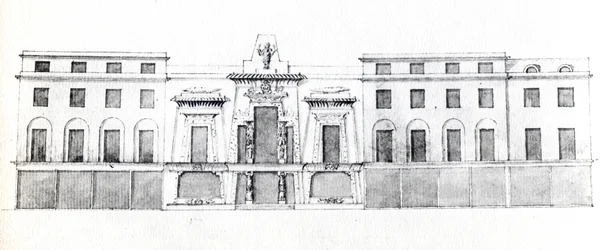 Návrh na egyptský sál, Picadilly, 1810 (inkoust na papíře)