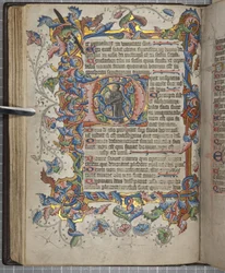 Žaltář s kalendářem použití Sarum, Fol 40 verso, cca 1425-75 (inkoust, barva a zlato na pergamenu)