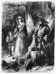Královna Margaret a lupič z Hexhamu, ilustrace z „Ilustrované historie Anglie Johna Cassella“ vydané v roce 1858