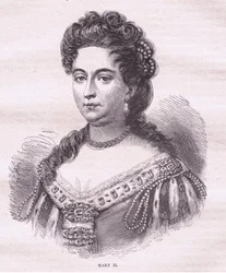 Anglická královna Marie II (litografie)