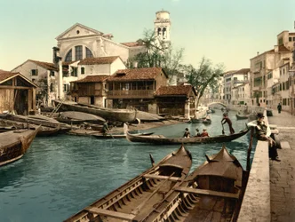 Rio di San Trovaso, Benátky (ručně kolorovaná fotografie)