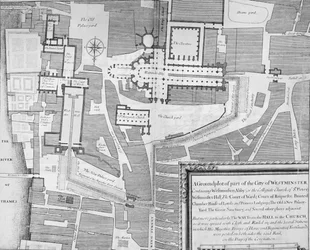 Trasa korunovačního průvodu Jakuba II. z Westminster Hall do Westminsterského opatství