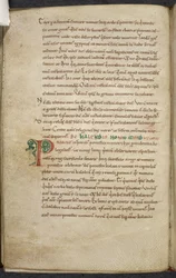 Royal 13. A.XI, f.47vIniciála P.De temporum ratione.Bede Ctihodný.Různé práce o počítačích a astronomii.11.století-12.stol.