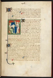 Královská 19 B.XV, f.3 Jan sedící, píšící; anděl stojí za jeho stolem, z 