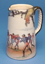 Royal Doulton džbán se starými anglickými fotbalovými scénami (keramický)