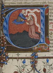 Royal MS 1 E IX, f.193 Jeremiáš inspirovaný Bohem (vellum)
