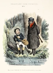 Výběr ze Seymoura: č. 3, "Toto je pusté osamělé místo, pane, divím se, že se nebojíte, že vás okradou.", hospoda kolem roku 1840 (ručně kolorovaná rytina)