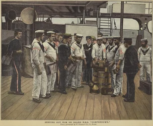 Výdej rumu na palubě HMS Camperdown