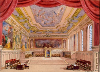 Scénografie pro Kupce benátského od Williama Shakespeara, 1858 (wc na papíře)