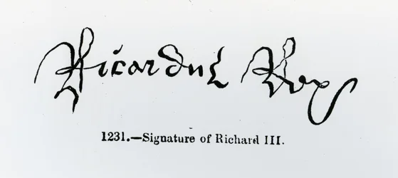 Podpis Richarda III. (1452-85) (černobílá fotografie)