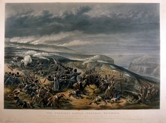 Vojáci v bitvě u Inkermanu během krymské války, 5. listopadu 1854, 1855