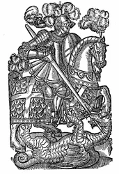 Svatý Jiří (zemř. kolem roku 303), rytíř Červeného kříže, který zabil draka
