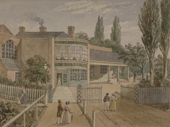 Čajové zahrady St Helena, Lower Road, Rotherhithe, cca 1860 (wc na papíře)