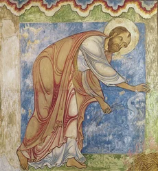 Svatý Pavel a zmije, v kapli sv. Anselma, kolem 1180 (nástěnná malba)