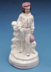 Staffordshire figurka chlapce ze školy rugby, kolem roku 1860 (keramika)