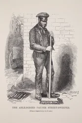 Schopný chudák Street-Sweeper, z daguerrotypie Richarda Bearda, ilustrace z London Labour and London Poor od Henryho Mayhewa, hospoda. 1862