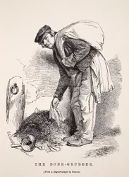 The Bone-Grubber, podle daguerrotypie Richarda Bearda, ilustrace z London Labour and London Poor od Henryho Mayhewa, hospoda. 1862
