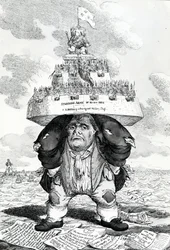 Britský atlas neboli John Bull podporující mírové zřízení, tisk Charles Williams, 1816