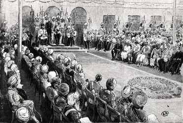 Durbar v Rawul Pindi (rytina) (černobílá fotografie)