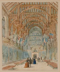 Velký sál, palác Hampton Court, cca 1860-70 (akvarel na papíře)