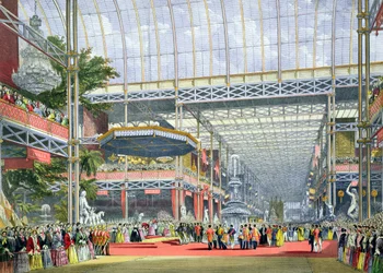 Inaugurace, z Dickinsonovy publikace Comprehensive Pictures of the Great Exhibition of 1851, vydané v roce 1854 (viz 194667)
