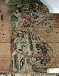 Poslední Trump, z Wenhaston Doom, cca 1500-20 (lakované dřevo)