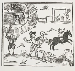 The Mad Pranks of Tom Tram, ilustrace z Chap-books of the Eighteenth Century od Johna Ashtona, hospoda. 1882