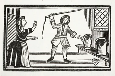The Mad Pranks of Tom Tram, ilustrace z Chap-books of the Eighteenth Century od Johna Ashtona, hospoda. 1882