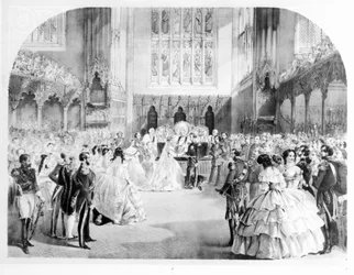 Svatba Viktorie, královské princezny (1840-1901) a korunního prince Fredericka Williama Pruského (1831-88) v Chapel Royal, St. James