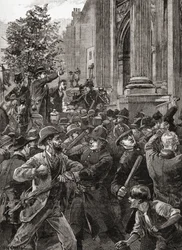 Reformní ligové v demonstraci Hyde Parku z roku 1866.