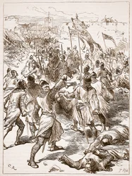 Obléhání Waterfordu, ilustrace z Cassells Illustrated History of England (sépiová fotografie)