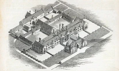 Union Workhouse, který má být postaven v Canterbury, z The Illustrated London News, 7. listopadu 1846