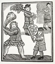 Thomas Hickathrift, ilustrace z Chap-books of the Eighteenth Century od Johna Ashtona, hospoda. 1882