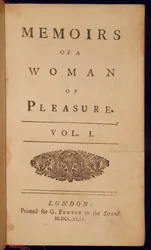 Titulní strana knihy „Memoirs of a Woman of Pleasure“ od Johna Clelanda
