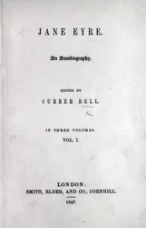 Titulní strana prvního vydání Jane Eyre od Charlotte Bronteové, 1847 (tisk)