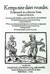 Titulní strana knihy William Kemps Nine Days Wonder, vydané v roce 1600