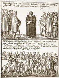 Pravdivé informace o počátku a příčině všech našich potíží: jak se vylíhly a jak jim zabránit, z puritánského pamfletu z roku 1648, ilustrace z anglikánské církve: Dějiny pro lidi od H.D.