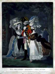Two Privateers Attacking a Man of War, pub. od Carington Bowles (fl. 1744-93)