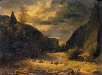 Údolní krajina, asi 1850 (olej na desce)