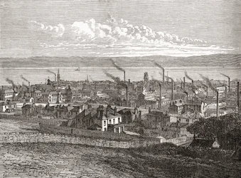 Pohled na Dundee, Skotsko, z knihy "Cities of the World", vydané kolem roku 1893 (tisk)