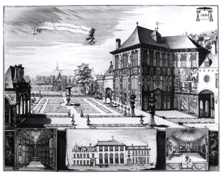 Pohled na dům Hilwerue Petera Paula Rubense (1577-1640) 1692 (rytina) (čb fotografie)