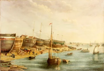William Piles Shipyard, North Sands, kolem roku 1830