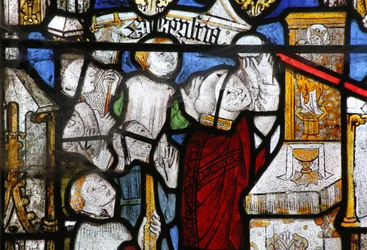 Okno Ew zobrazující Sedm svátostí: Eucharistii