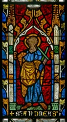 Okno s2 zobrazující svatého Ondřeje