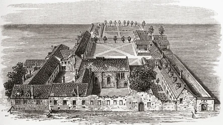 Worcester College, dříve Gloucester Hall, Oxford kolem roku 1673, z „Krátké historie anglického lidu“ od J. R. Greena, vydaného v roce 1893